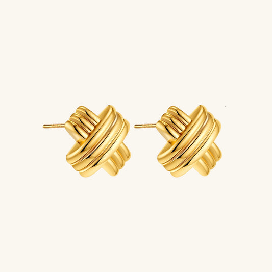Retro Mehrschichtige Ohrstecker mit gedrehtem Knoten