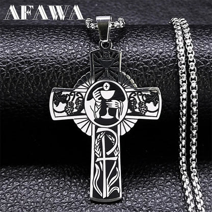 Stainless Steel Halo Cross Necklace