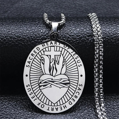 Stainless Steel Halo Cross Necklace