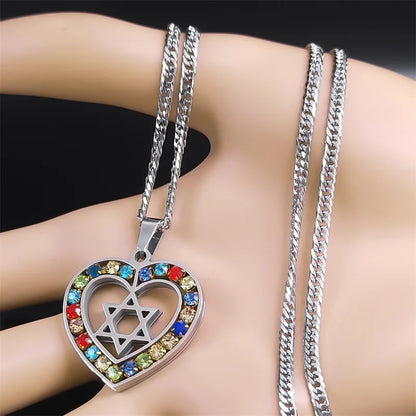 Star of David Heart Pendant Necklace