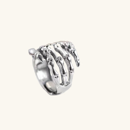 Sterling Silver Gothic Skeleton Hand Ring