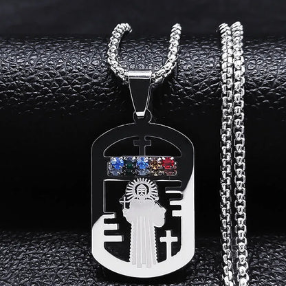 Crystal Saint Benedict Medal Necklace