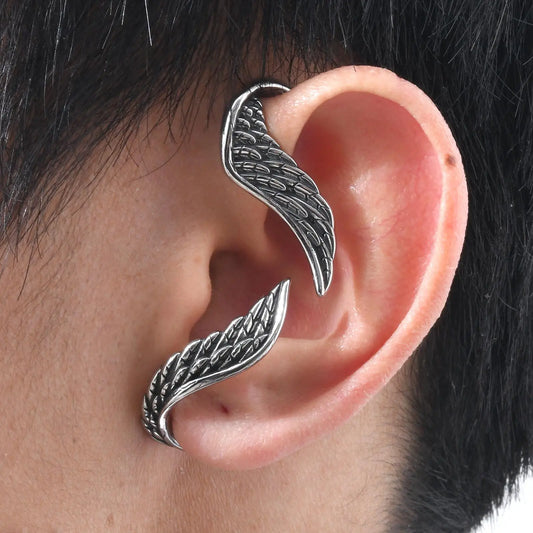 Ohrmanschette mit Flügel-Ohrring ohne Piercing