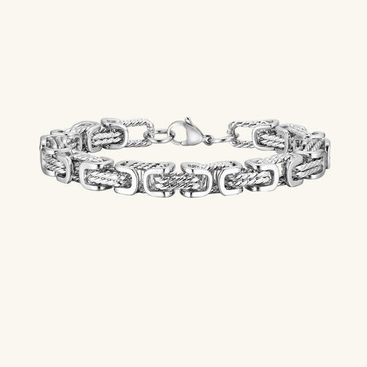 8mm Retro Grey Byzantine Chain Bracelet