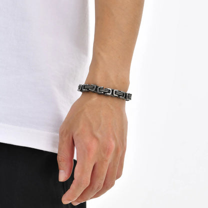 8mm Retro Grey Byzantine Chain Bracelet