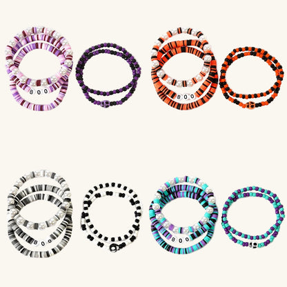 Gothic Beaded Bracelet Stack (5-Piece Set)