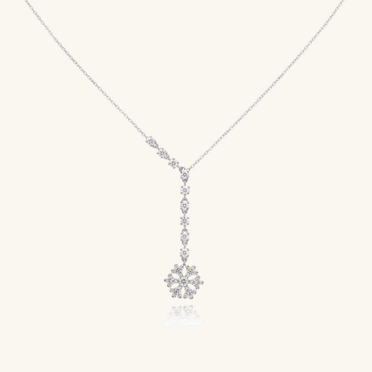 Sequentielle Zirkon Stein Schneeflocke Damen Silber Halskette