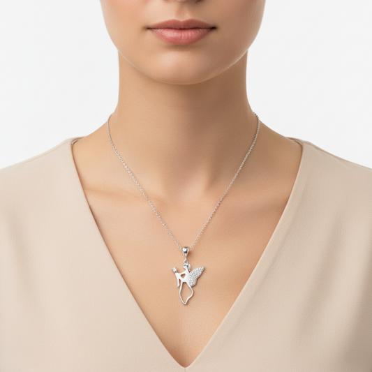 "My Angel Mother Women's Silver Necklace