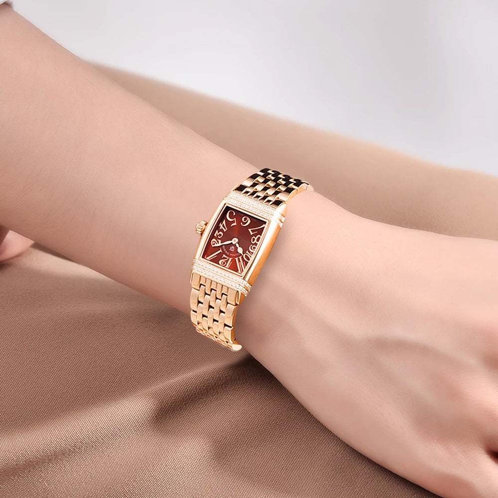 Fashion Shell Face Square Quartz With Diamonds Women's Watch