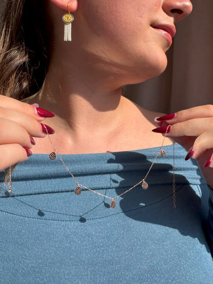 5 Black Drop Silver Necklace