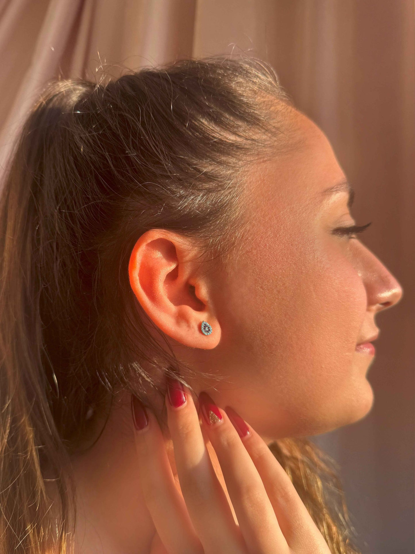 Mini Turquoise Navy Drop Silver Earrings