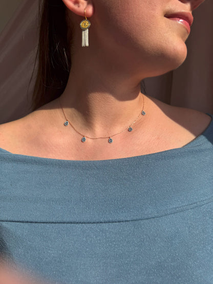 5 Turquoise Navy Turquoise Drop Silver Necklace