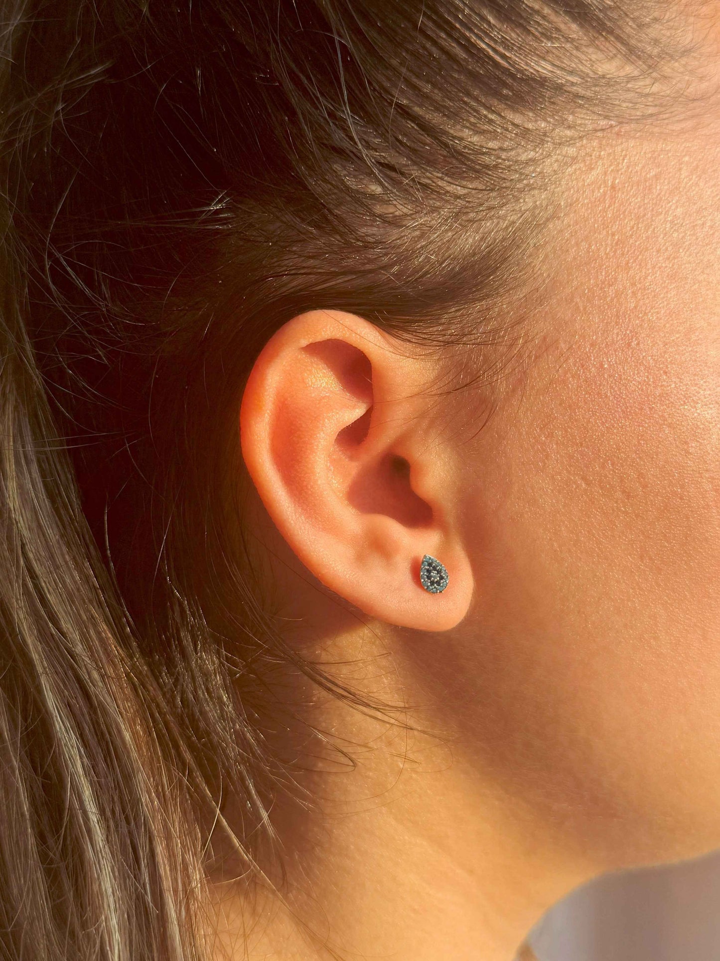 Mini Turquoise Navy Drop Silver Earrings