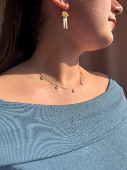 5 Turquoise White Turquoise Drop Silver Necklace