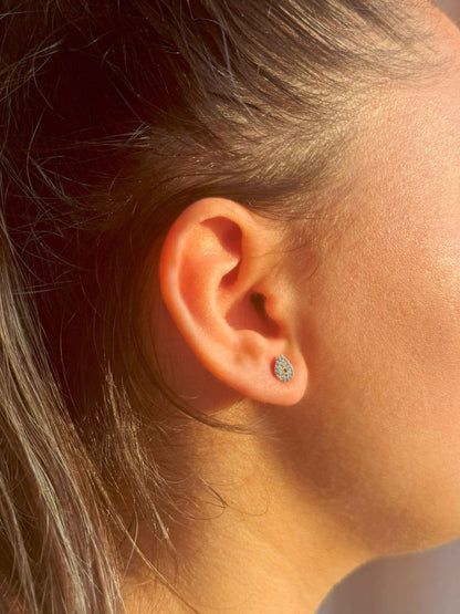 Mini Turquoise White Drop Silver Earrings