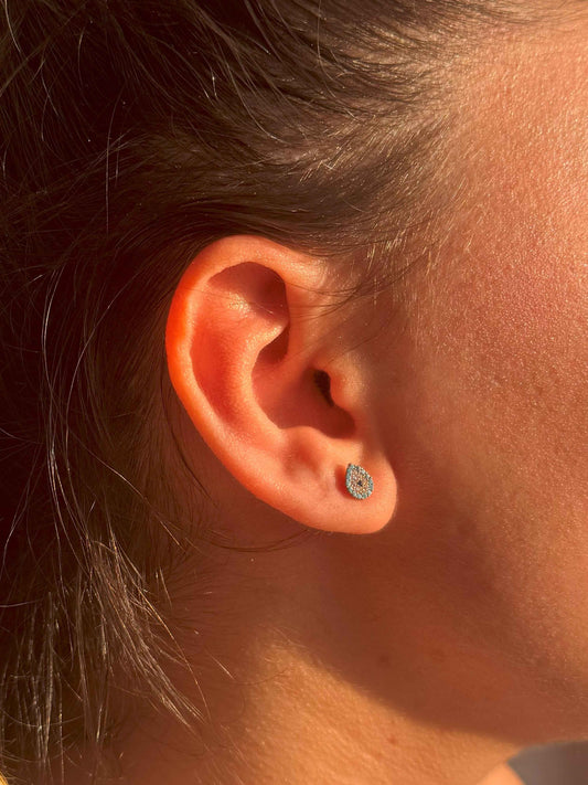 Mini Turquoise White Drop Silver Earrings