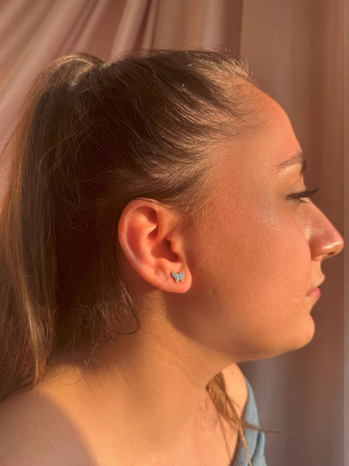 Mini Turquoise Butterfly Silver Earrings