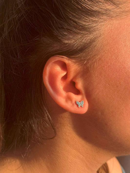 Mini Turquoise Butterfly Silver Earrings