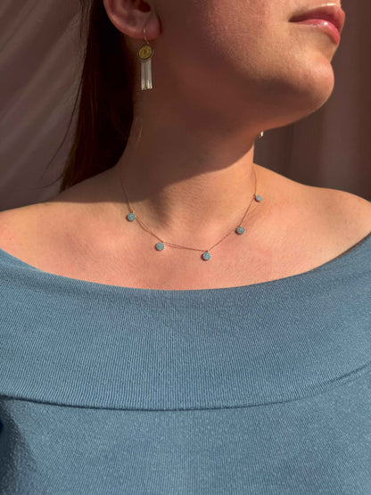 5 Turquoise Circle Silver Necklace