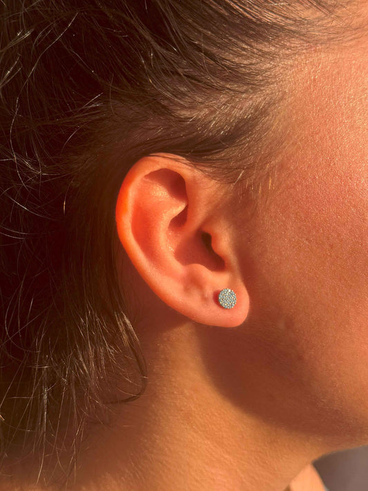 Mini Turquoise Circle Silver Earrings