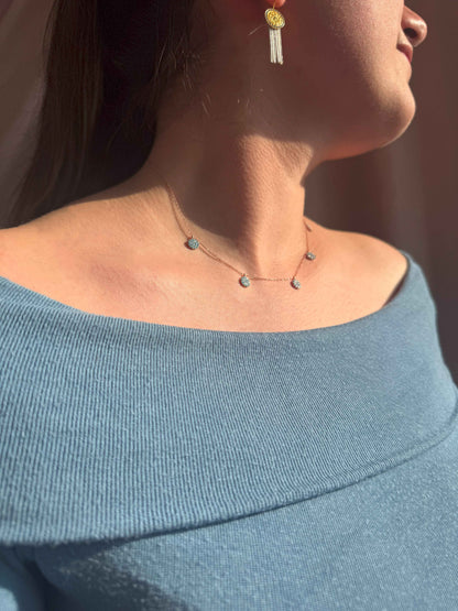 5 Turquoise Circle Silver Necklace