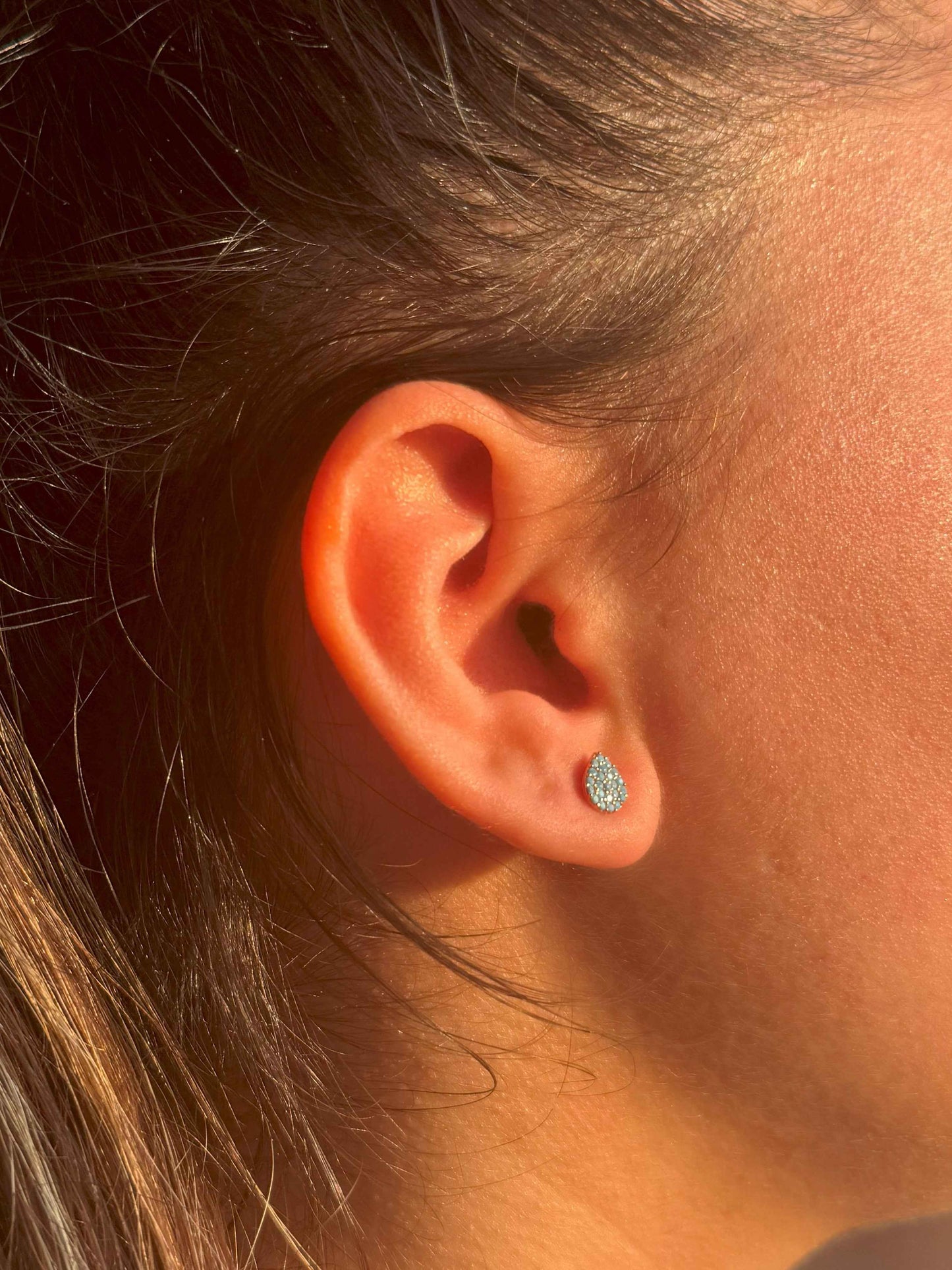Mini Turquoise Drop Silver Earrings