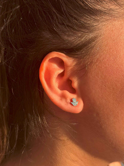 Mini Turquoise Hand Silver Earrings