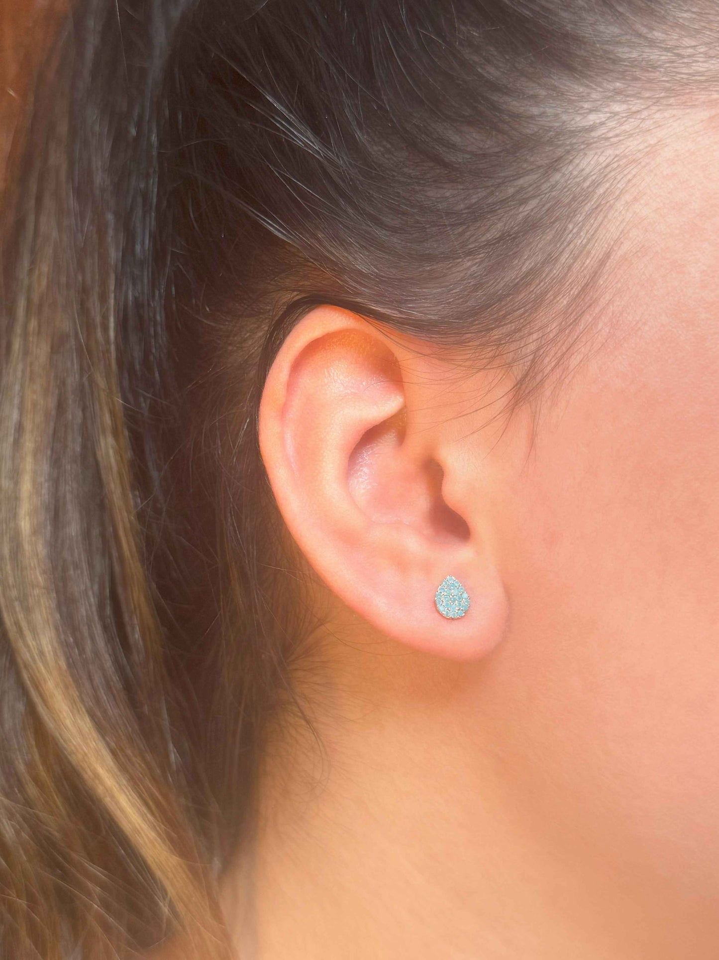 Mini Turquoise Drop Silver Earrings