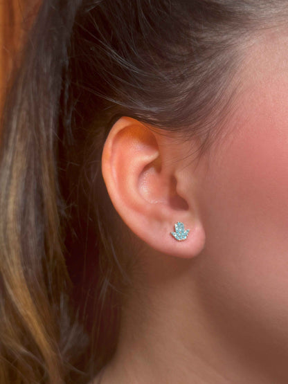Mini Turquoise Hand Silver Earrings