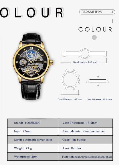 Casual Hollow Moon Automatic Mechanical Watch