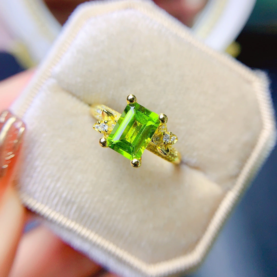 Natural Peridot Ring 925 Silver