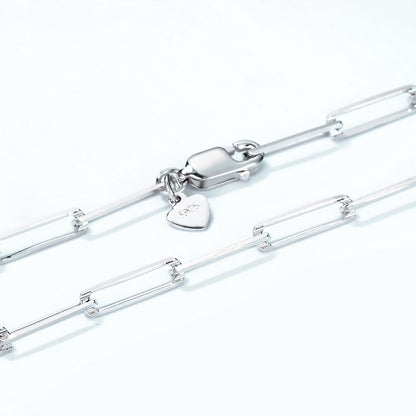 925 Silver Plated Geometric Ellipse Long And Thick Necklace