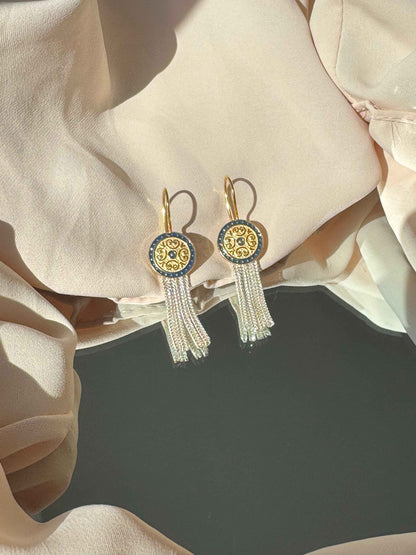 Round Tassels Silver Earrings