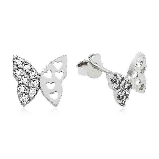Spiked Butterfly Silver Earrings