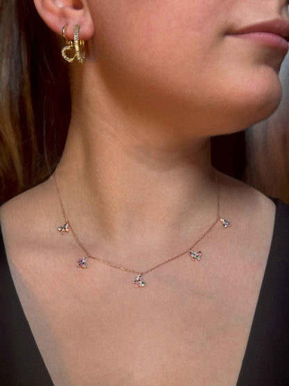 5 Mix Butterfly Silver Necklace