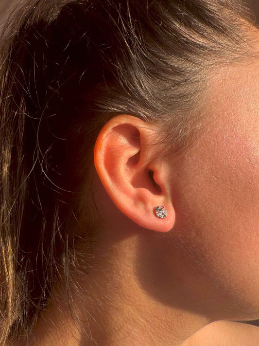 Mini Mix Circle Silver Earrings