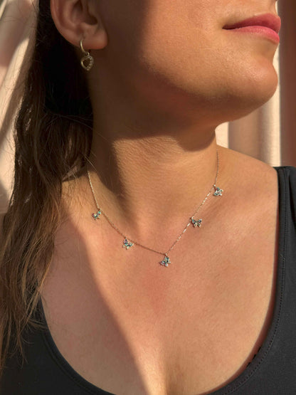 5 Mix Butterfly Silver Necklace