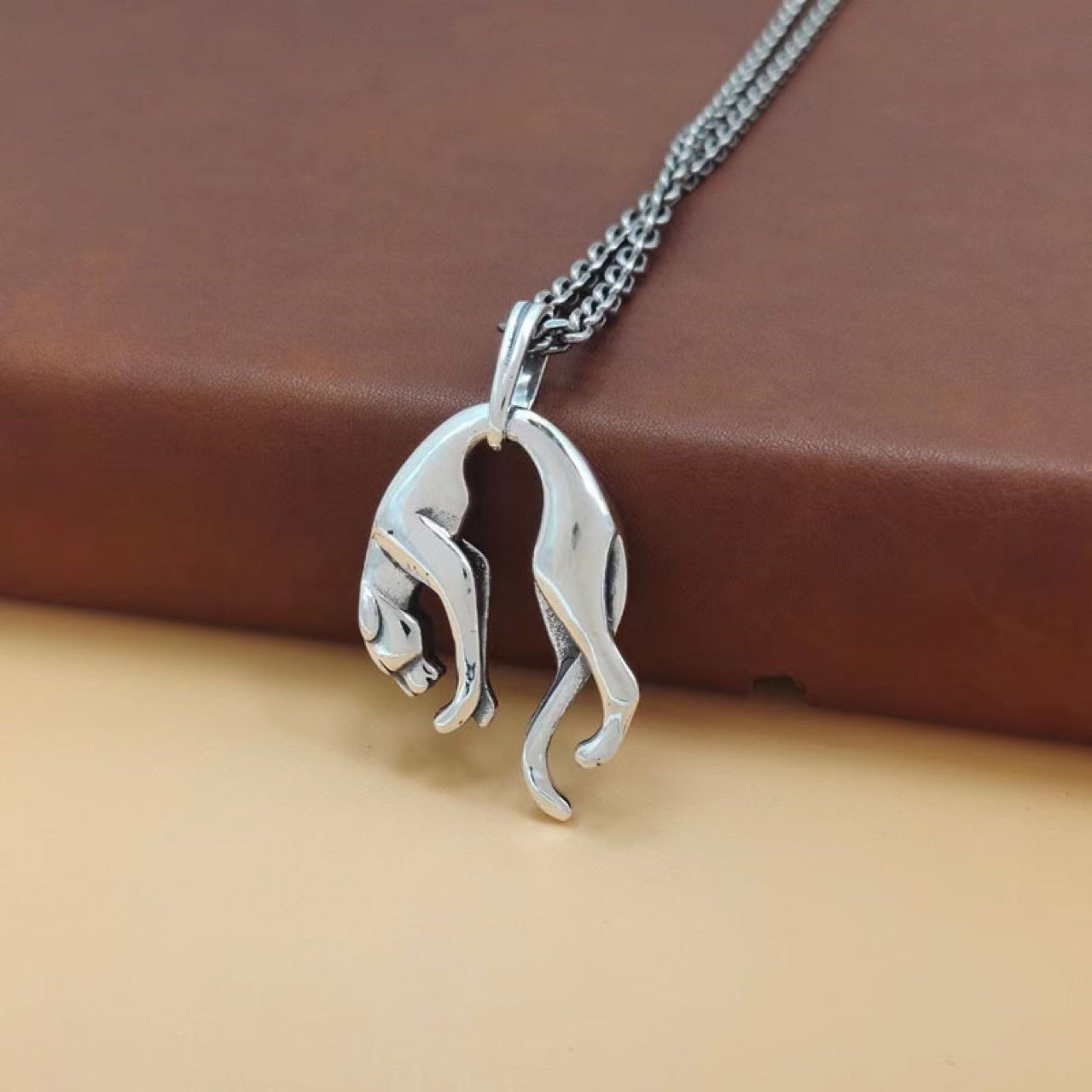 925 Sterling Silver Creative Leopard Head Necklace