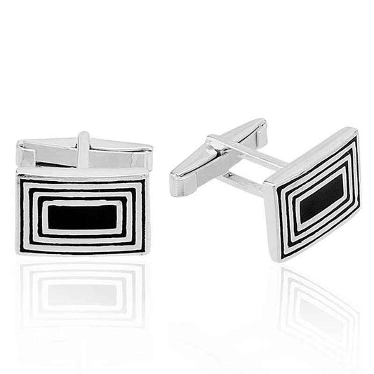 Striped Silver Cufflink