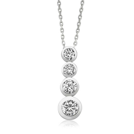 4 Stone Women's Silver Necklace