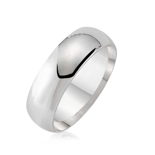 Plain Domed Silver Ring - 6 mm