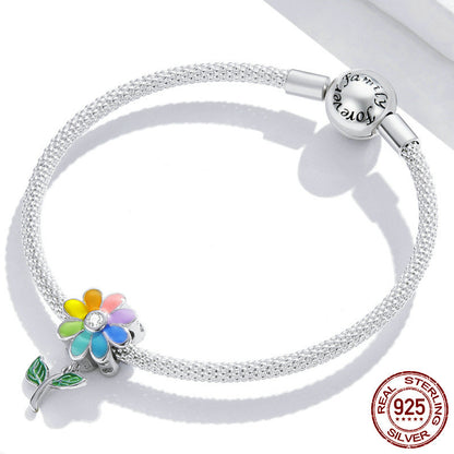 Colorful SUNFLOWER Sterling Silver 925 Beaded Bracelet Beads Accessories