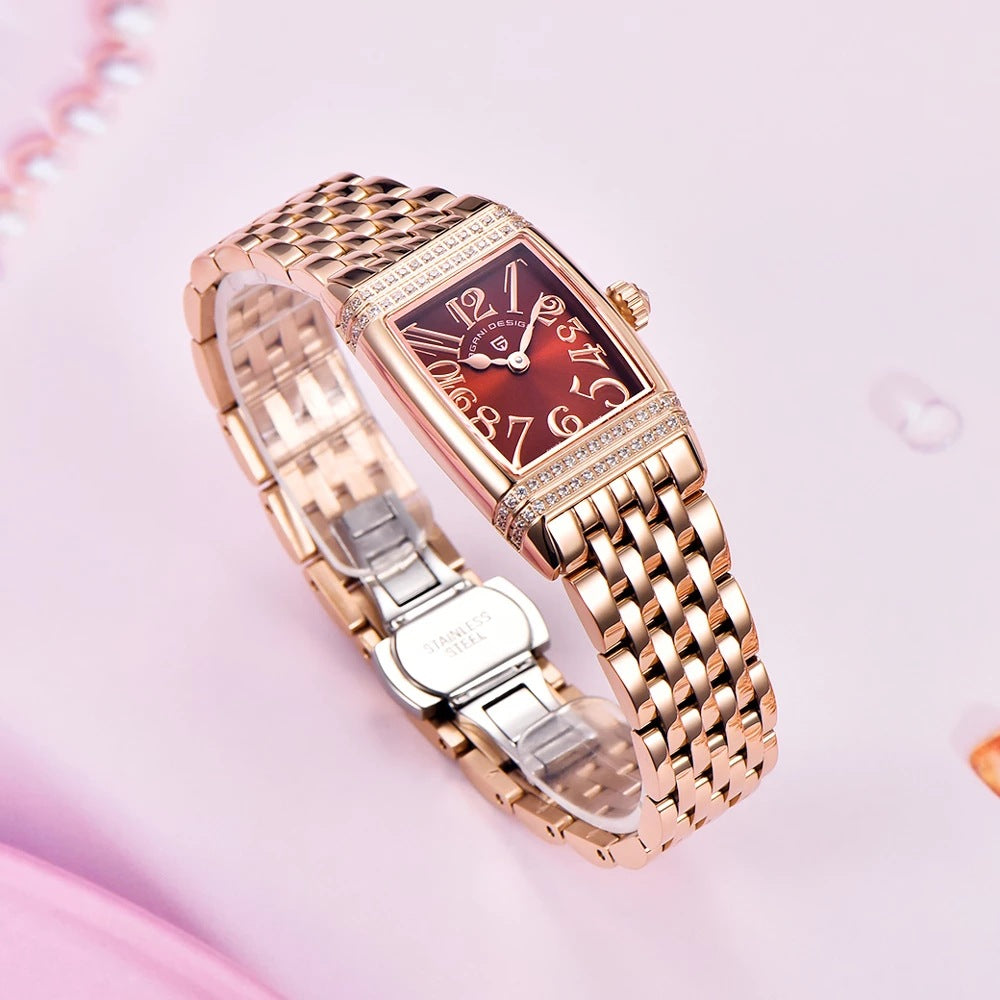 Fashion Shell Face Square Quartz With Diamonds Women's Watch