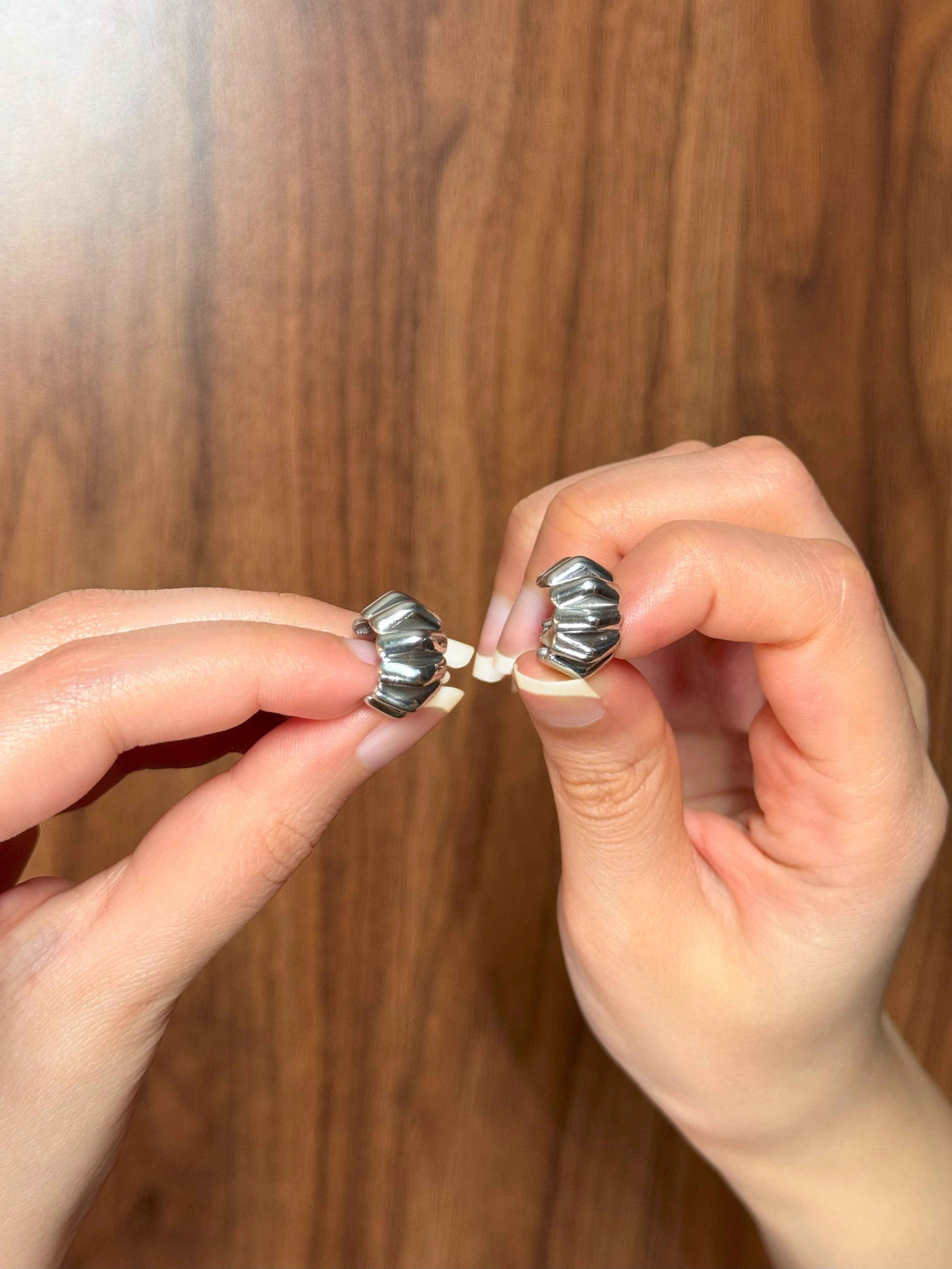 Accordion Hoops Silver Earrings