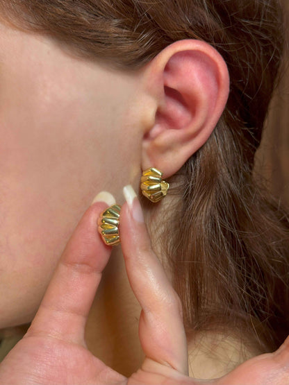 Accordion Hoops Silver Earrings