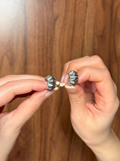 Accordion Hoops Silver Earrings
