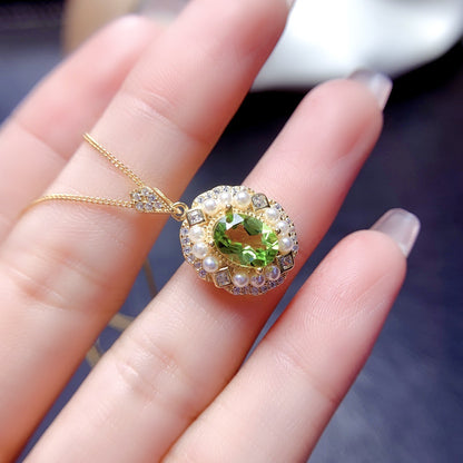 Natural Olivine Pendant 925 Silver Accessories