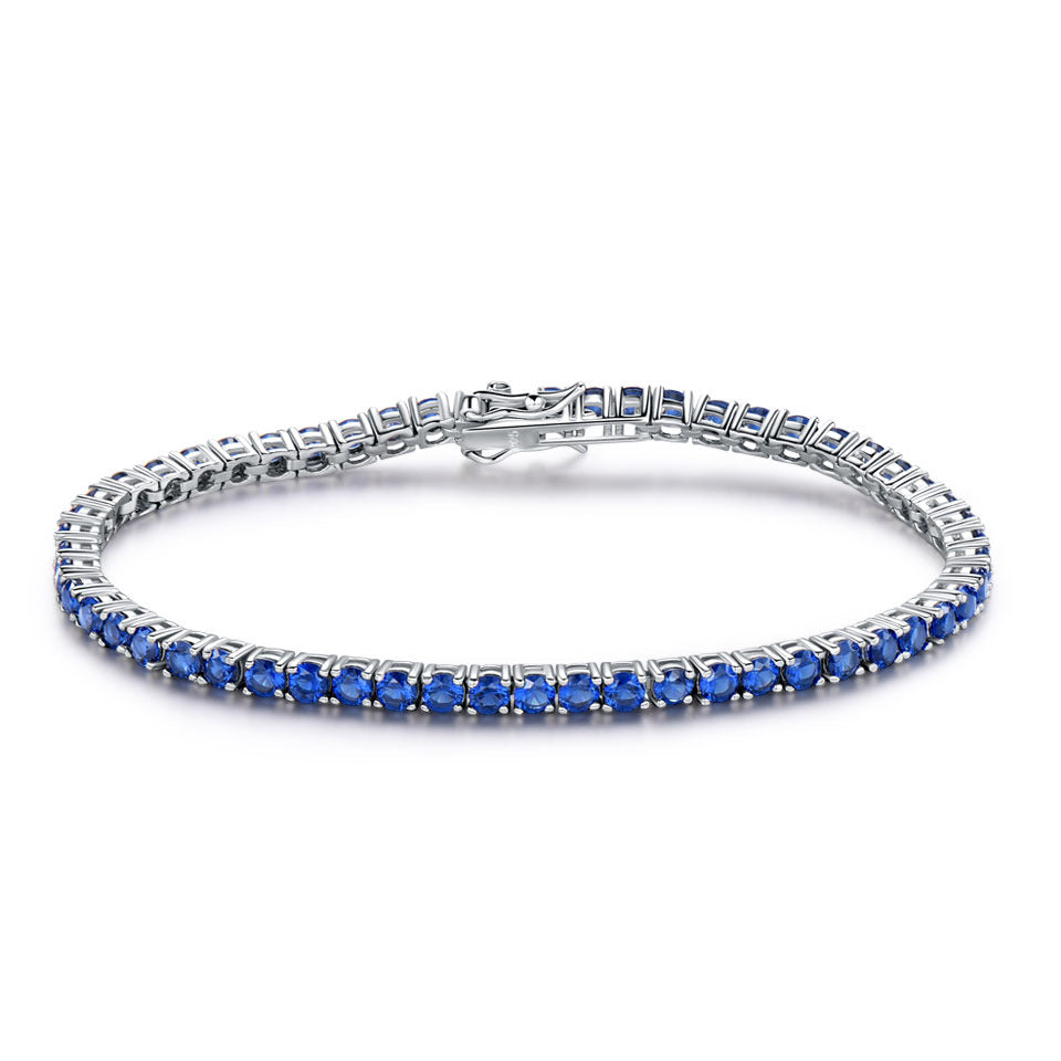 925 Sterling Silver Nano Sapphire Tennis Chain Bracelet