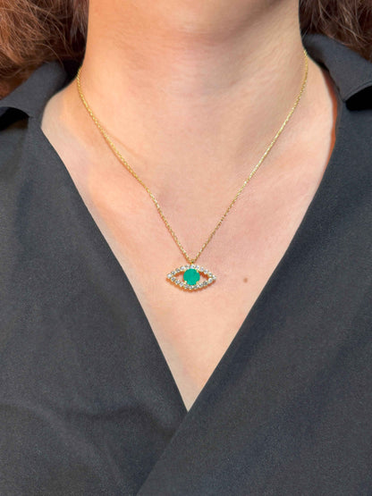 Green Eye Silver Necklace