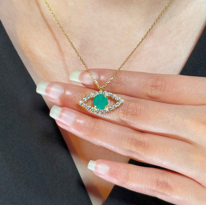 Green Eye Silver Necklace